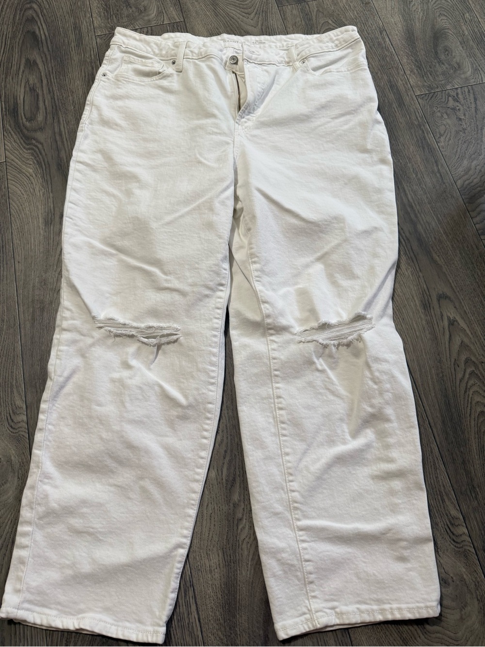 Old Navy Distressed White Wide-Leg Jeans